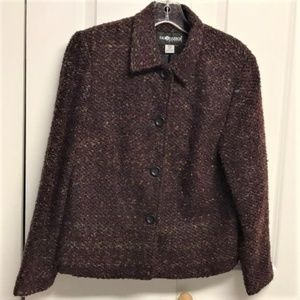 Sag Harbor Purple Green Tweed Acrylic Blend Woven Lined Blazer Size 6P